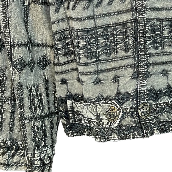 Chicos Design Embroidered Shacket Size 16 Jacket Metal Buttons Green - Picture 2 of 12